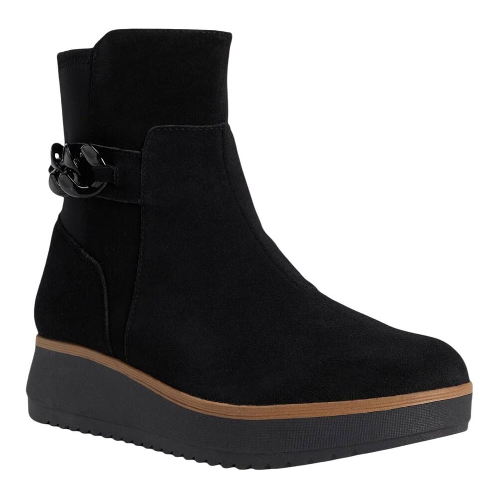 Clarks Women's Zylah Rose Suede Flatform Booties Black Size 7 1/2